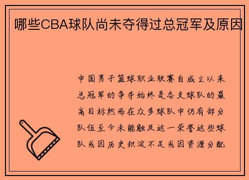 哪些CBA球队尚未夺得过总冠军及原因